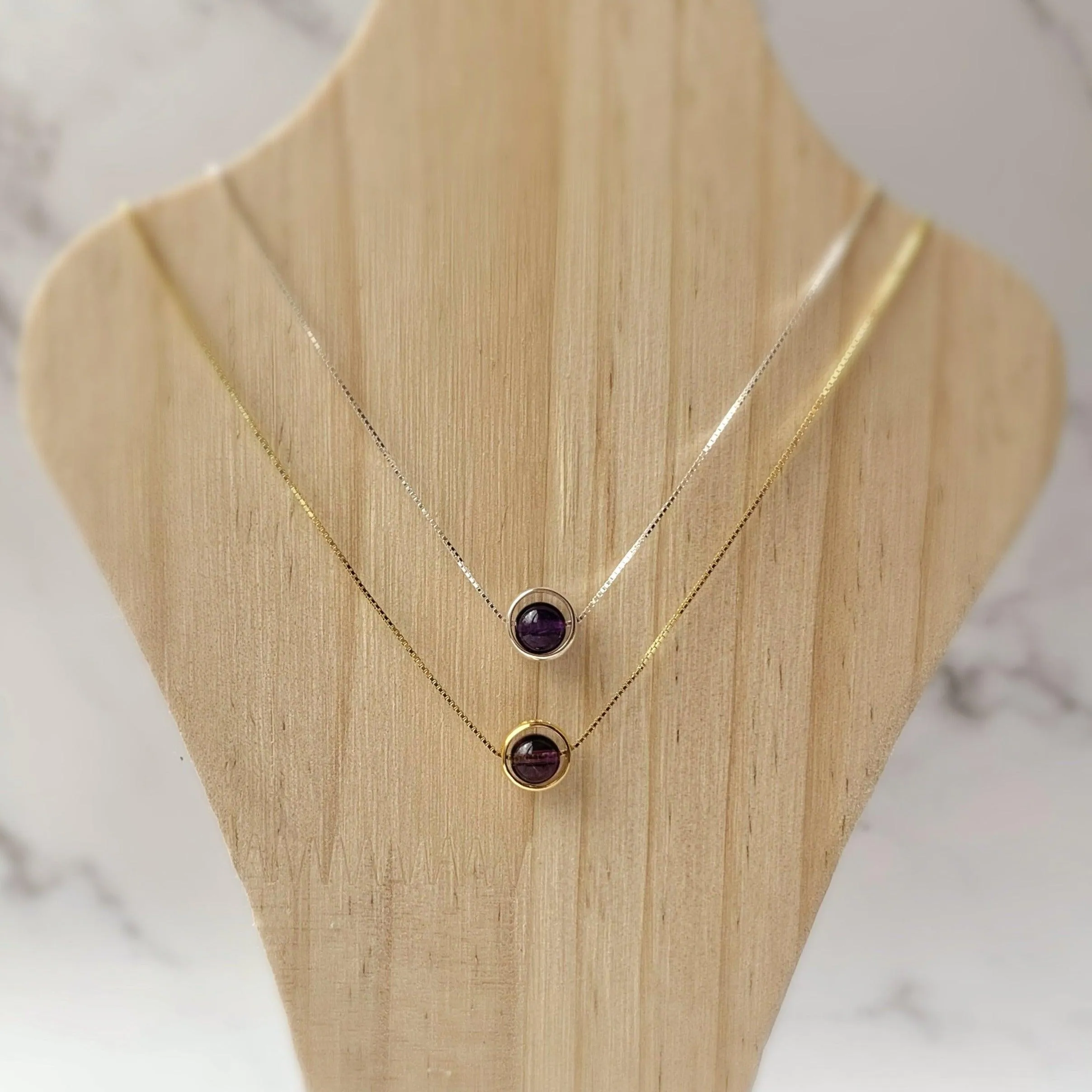 Minimalist Sterling Silver Gemstone Necklace