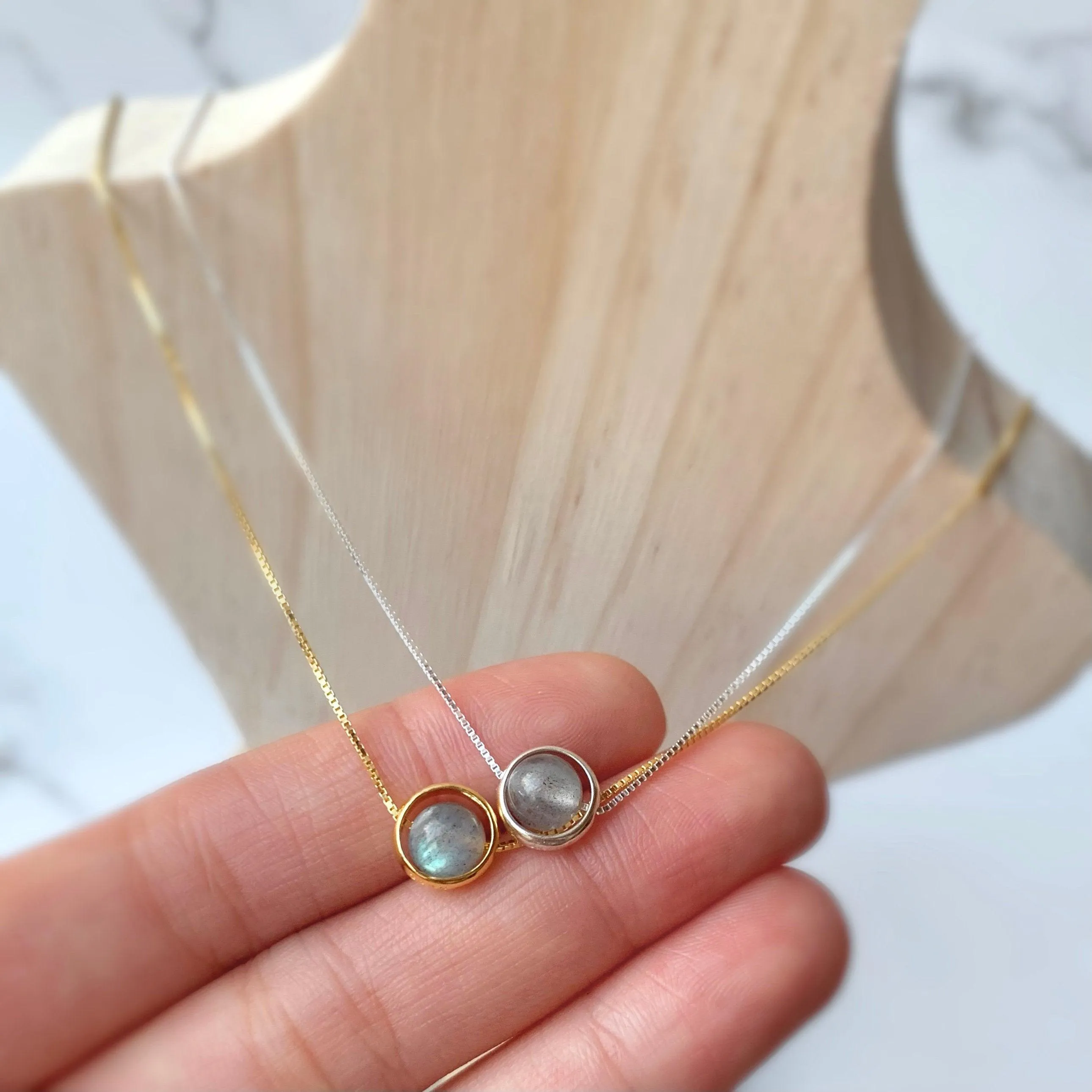 Minimalist Sterling Silver Gemstone Necklace