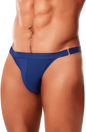 MIZOK Men's Sexy Solid Swim Bikini Swimsuit Quick Dry Metal Buckle Ring Swimwear