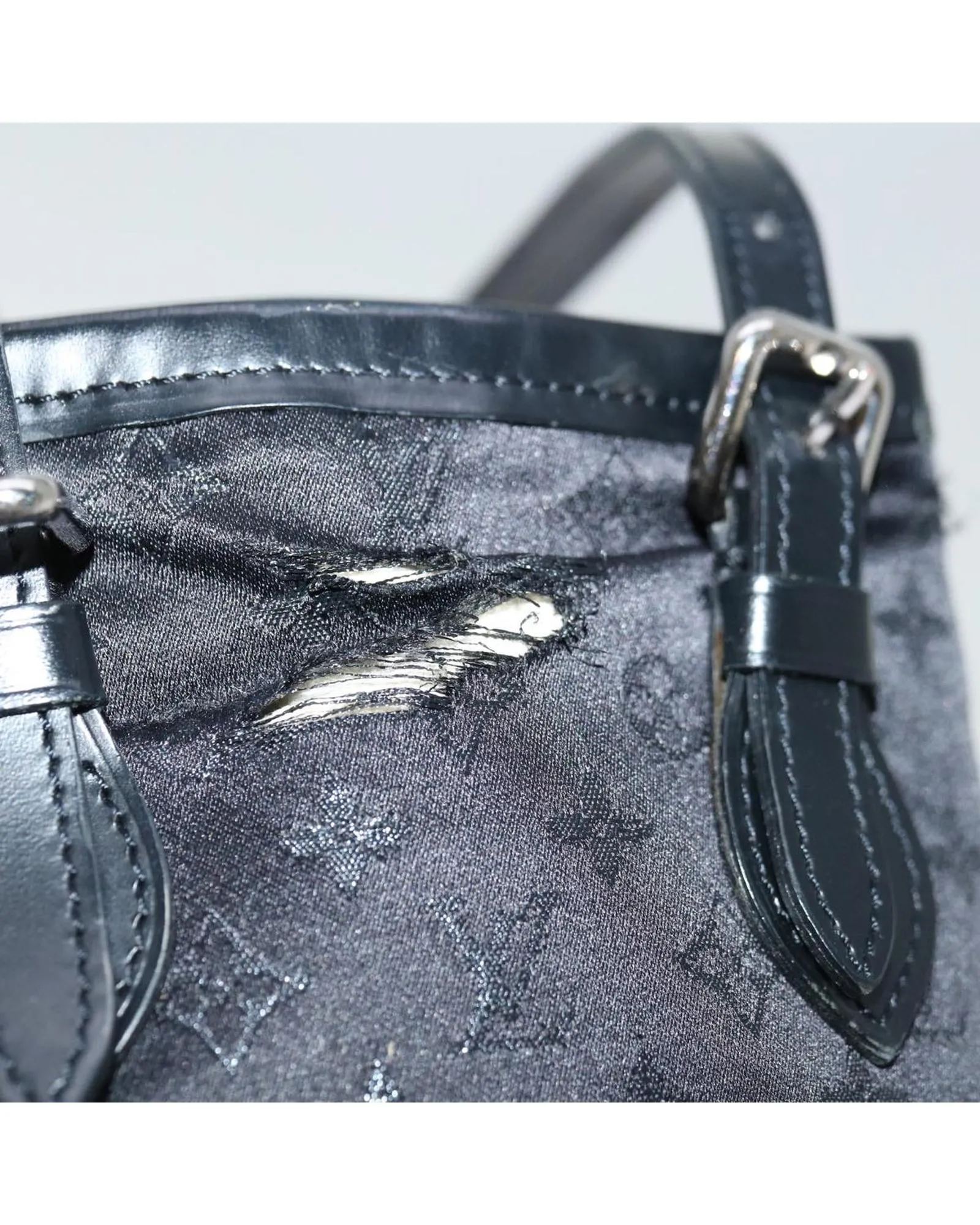 Monogram Satin Little Bucket Pouch Authenticated by LV