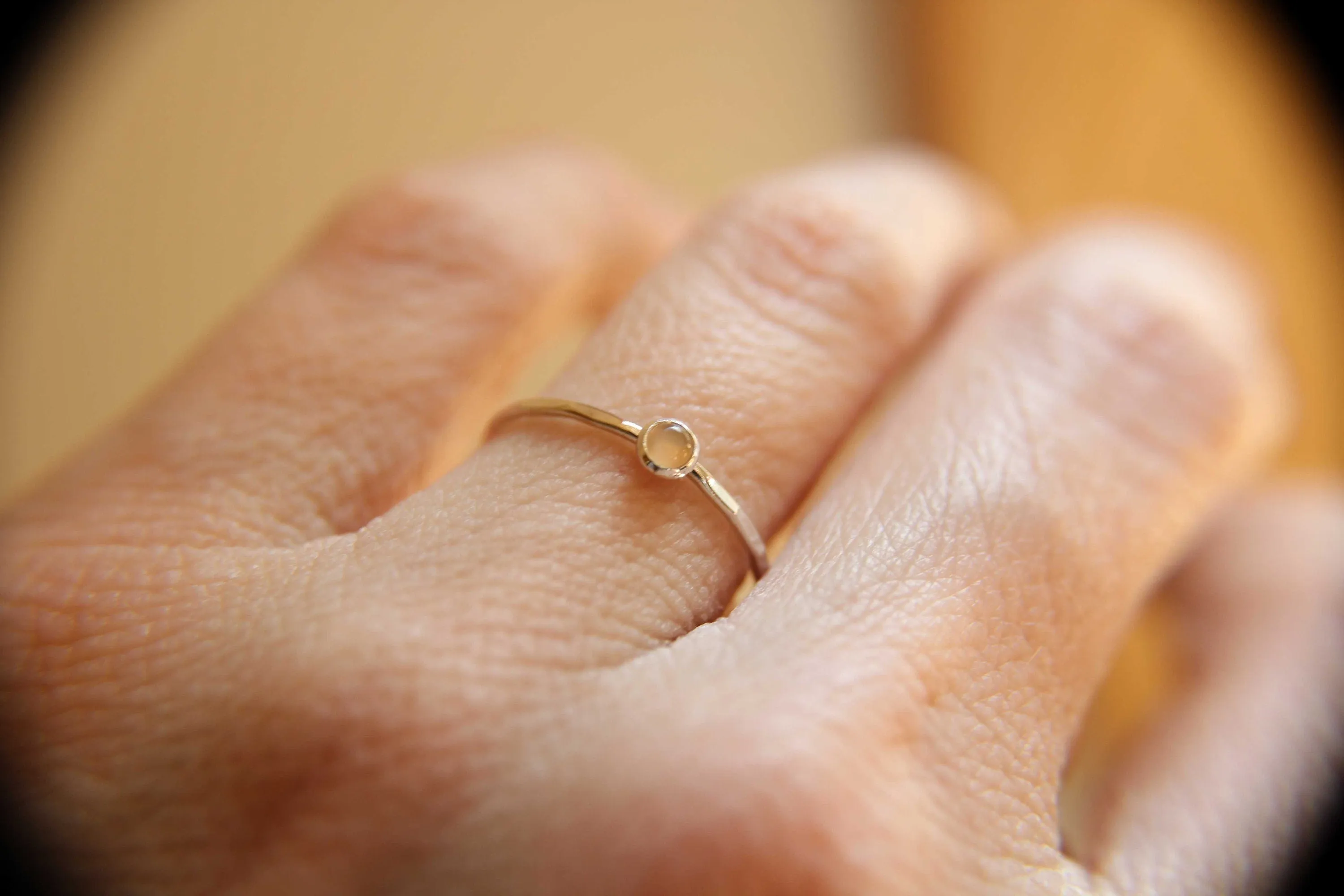 Moonstone Ring, Sterling Silver Moonstone Ring, Dainty Ring,Tiny Moonstone Ring, Thin Ring, June Birthstone, Peach Moonstone, Gift