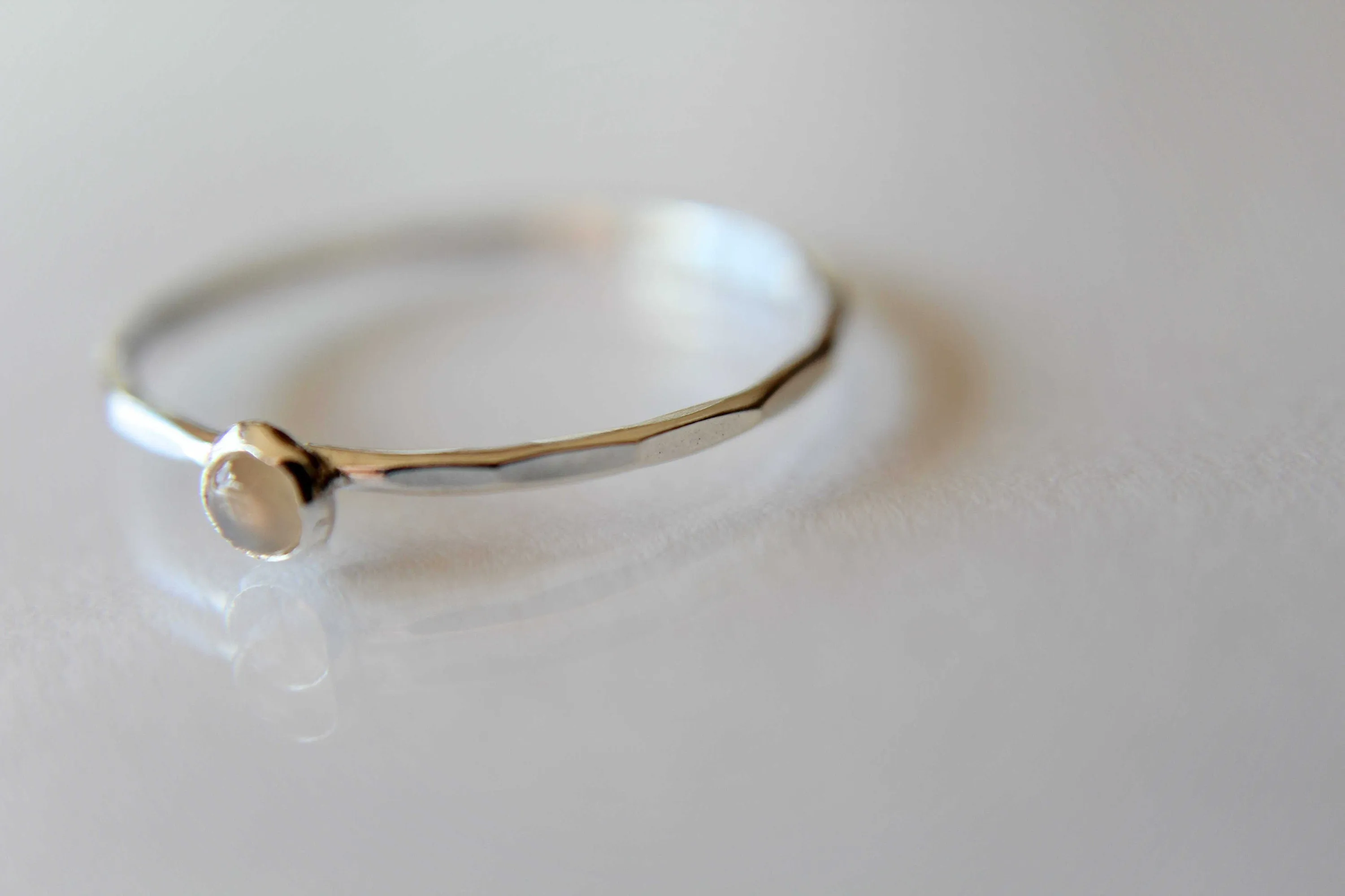Moonstone Ring, Sterling Silver Moonstone Ring, Dainty Ring,Tiny Moonstone Ring, Thin Ring, June Birthstone, Peach Moonstone, Gift