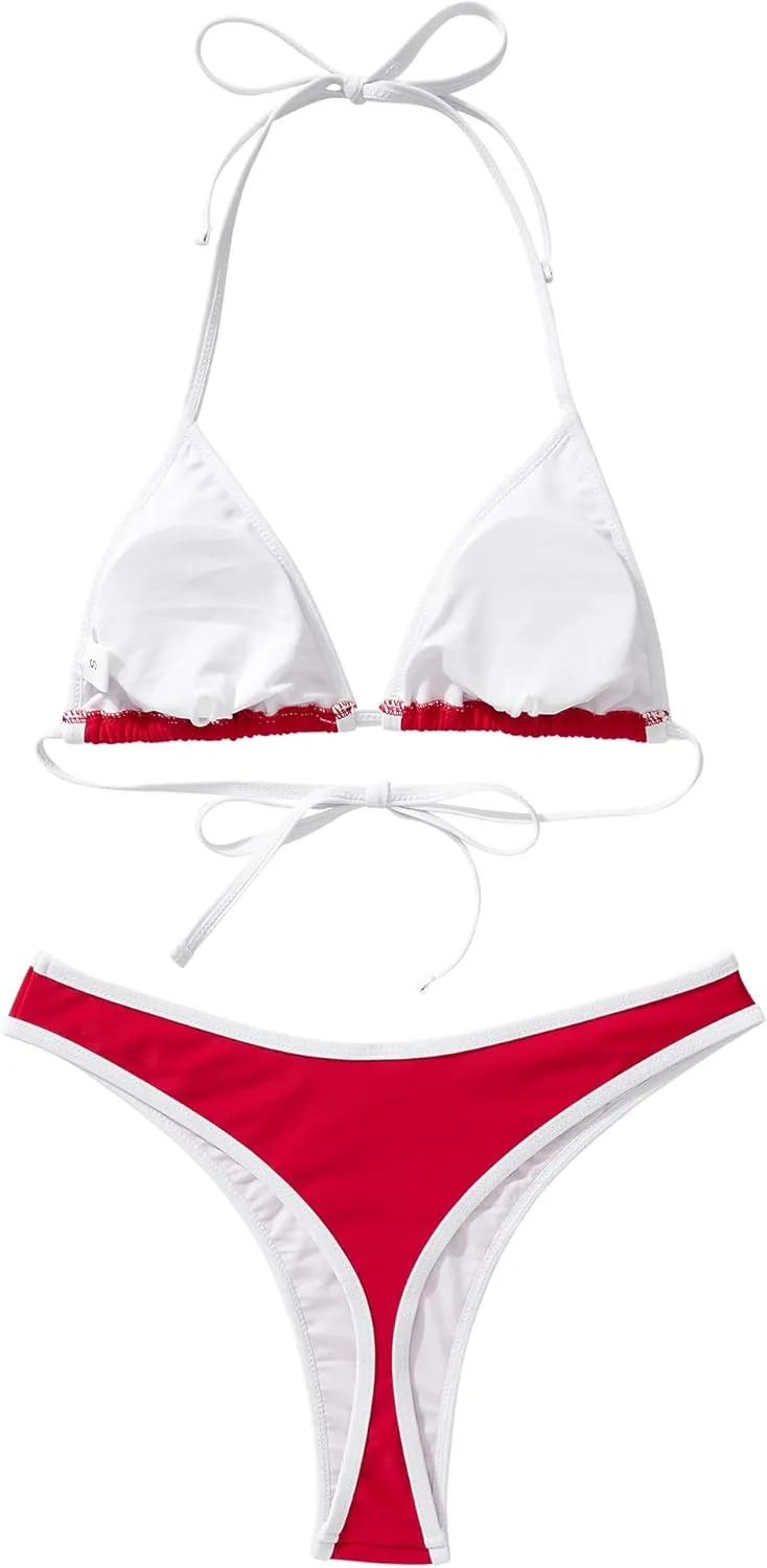 MOSHENGQI Women Sexy Brazilian Bikini 2 Piece Spaghetti Strap Top Thong Swimsuit Bathing Suit