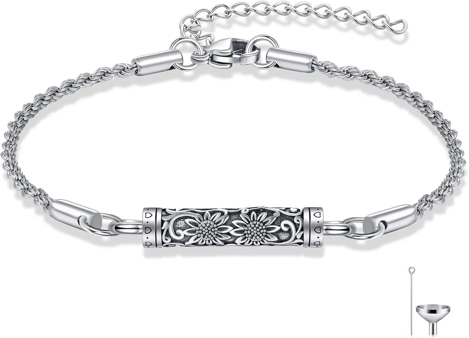 ONEFINITY Urn Bracelet For Ashes 925 Sterling Silver Bar Cremation Jewelry For Ashes Keepsake Pendant Locket Bracelet For Women Men