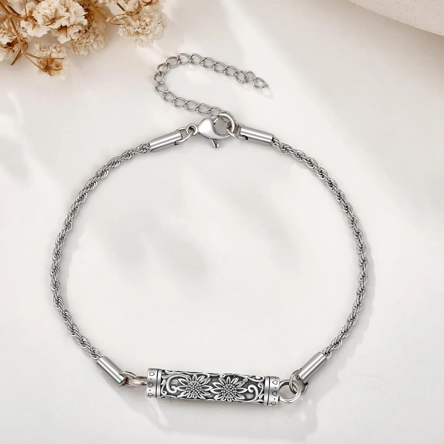 ONEFINITY Urn Bracelet For Ashes 925 Sterling Silver Bar Cremation Jewelry For Ashes Keepsake Pendant Locket Bracelet For Women Men