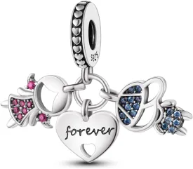 Parmuz 925 Sterling Silver Charm for Bracelet Necklace Dangle Love Mom Ocean travel Butterfly Party Charm Beads Pendants DIY Jewelry for Women