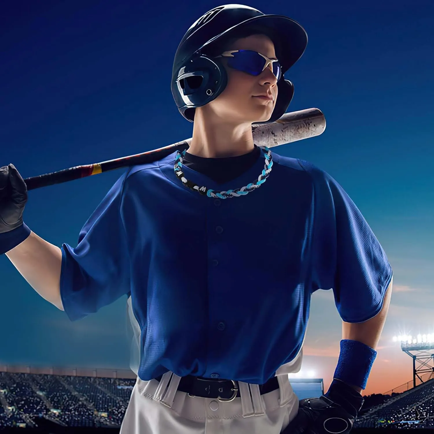 Premium 18inch Baseball Necklace w/Nylon Tri-Braided Rope Tornado Design