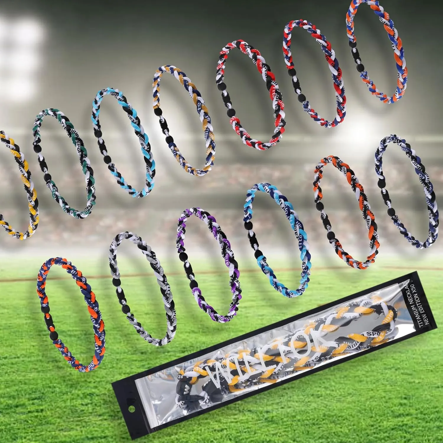 Premium 18inch Baseball Necklace w/Nylon Tri-Braided Rope Tornado Design
