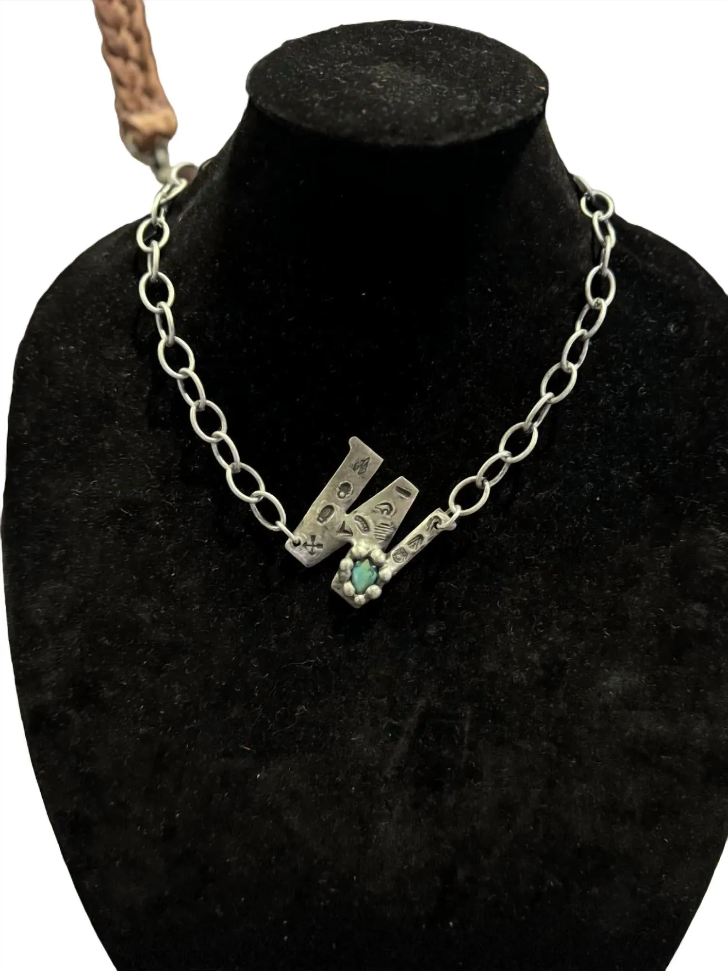 "w" Initial Necklace In Silver