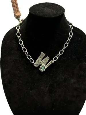 "w" Initial Necklace In Silver