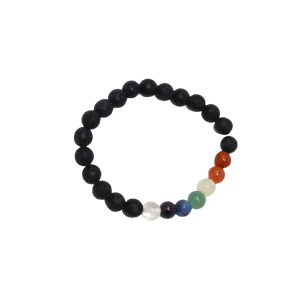 Real Gemstone Lava Stone Chakra Bracelet - Wrist Mala - 8mm