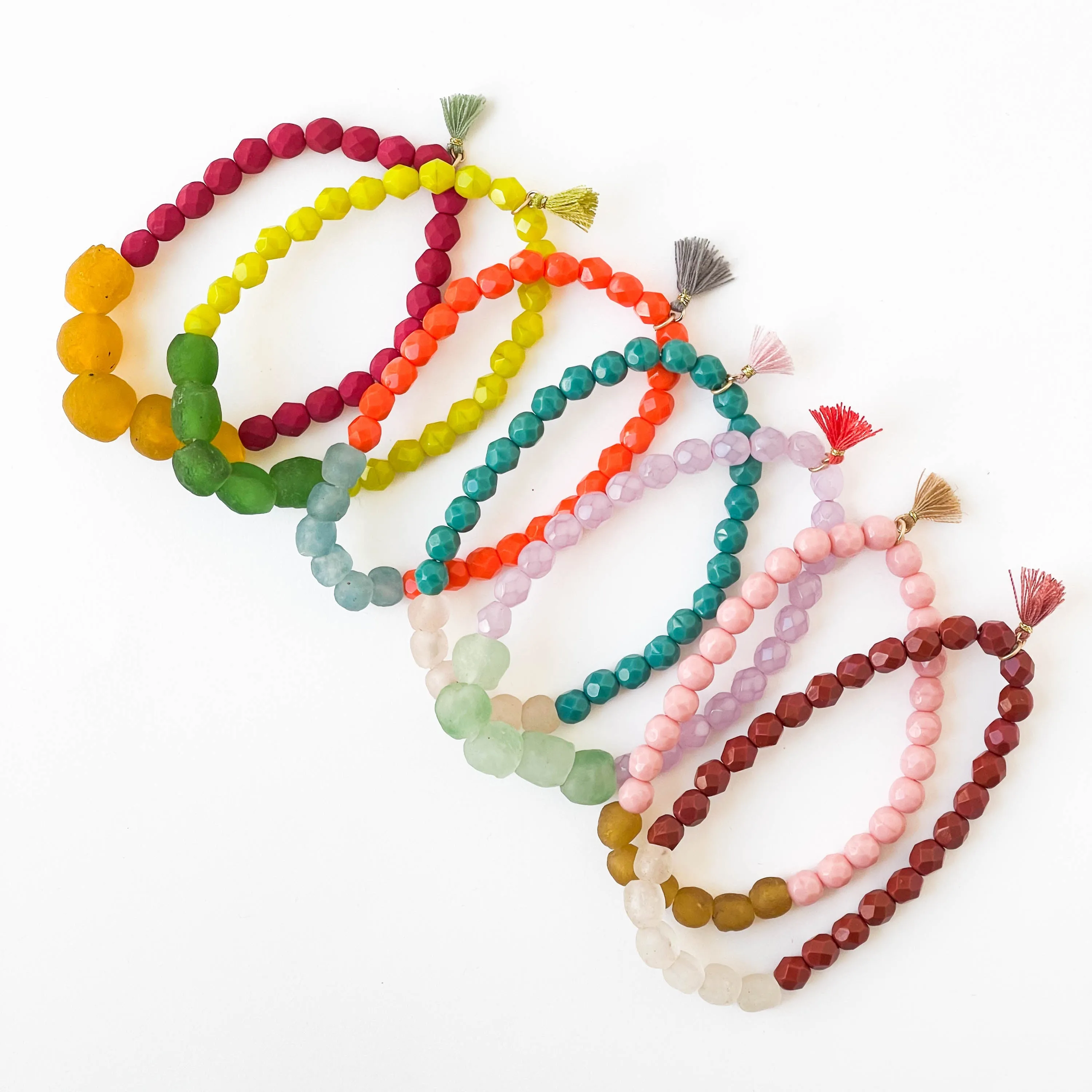 Recycled African Glass And Mixed Bead Bracelet - WS