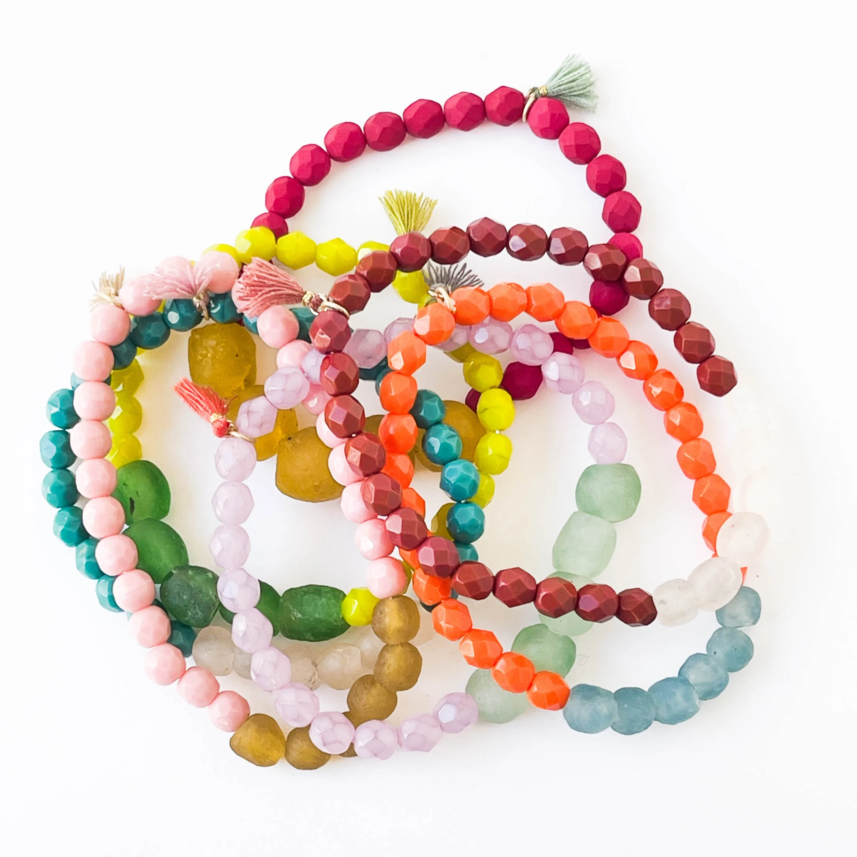 Recycled African Glass And Mixed Bead Bracelet - WS