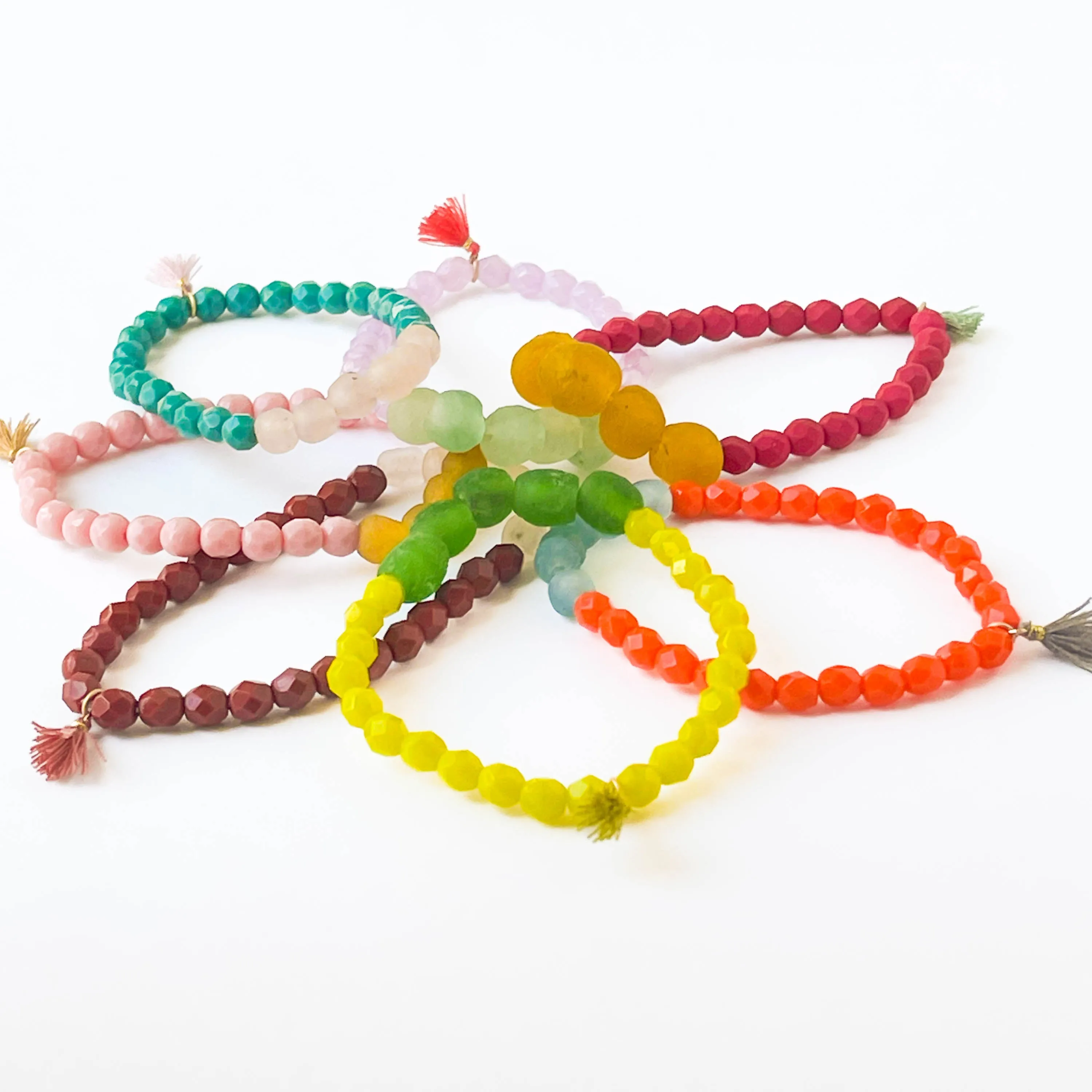Recycled African Glass And Mixed Bead Bracelet - WS