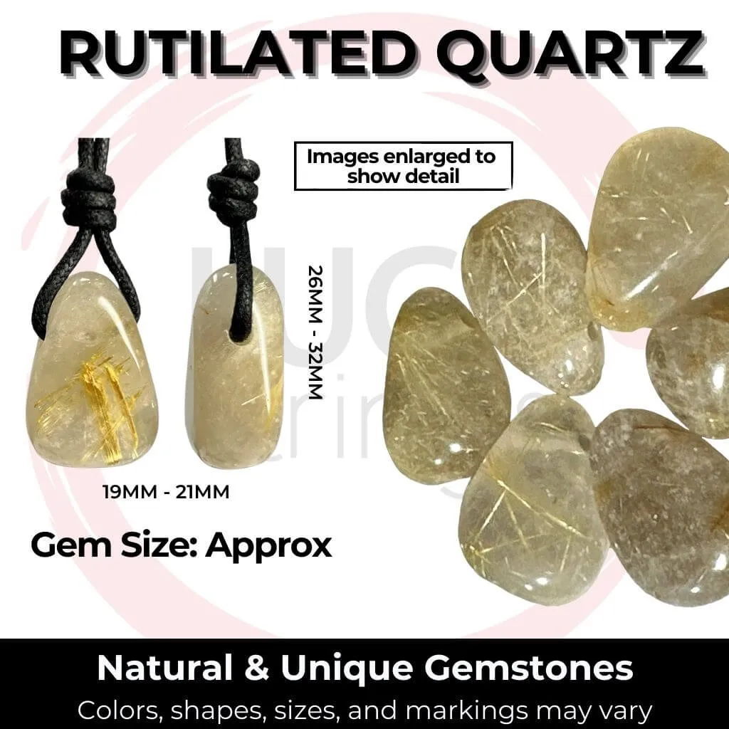 Rutilated Quartz Pendant Necklace - Adjustable Bohemian Style