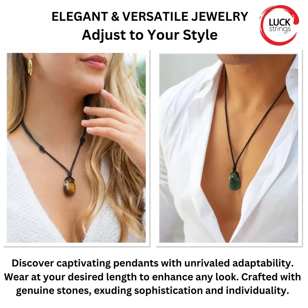 Rutilated Quartz Pendant Necklace - Adjustable Bohemian Style