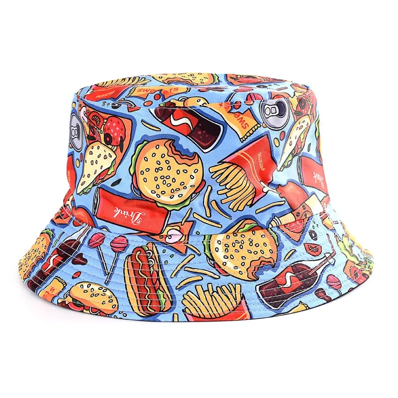Summer Cartoons Graffiti Bucket Hat For Women Men Outdoor Foldable Bob Fisherman Hat Girls Boys Gorros Panama eSun Hat