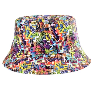 Summer Cartoons Graffiti Bucket Hat For Women Men Outdoor Foldable Bob Fisherman Hat Girls Boys Gorros Panama eSun Hat
