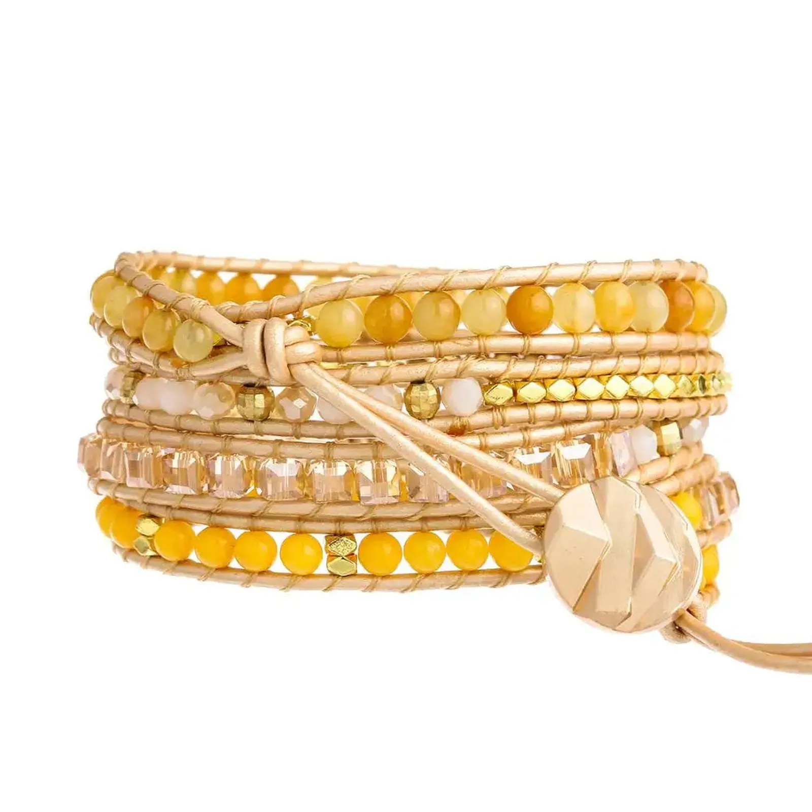 Sunflower Daisy Charm Yellow Stone Bracelet