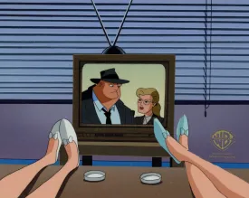 The New Batman Adventures Original Production Cel on Original Background: Batgirl, Supergirl, and Bullock
