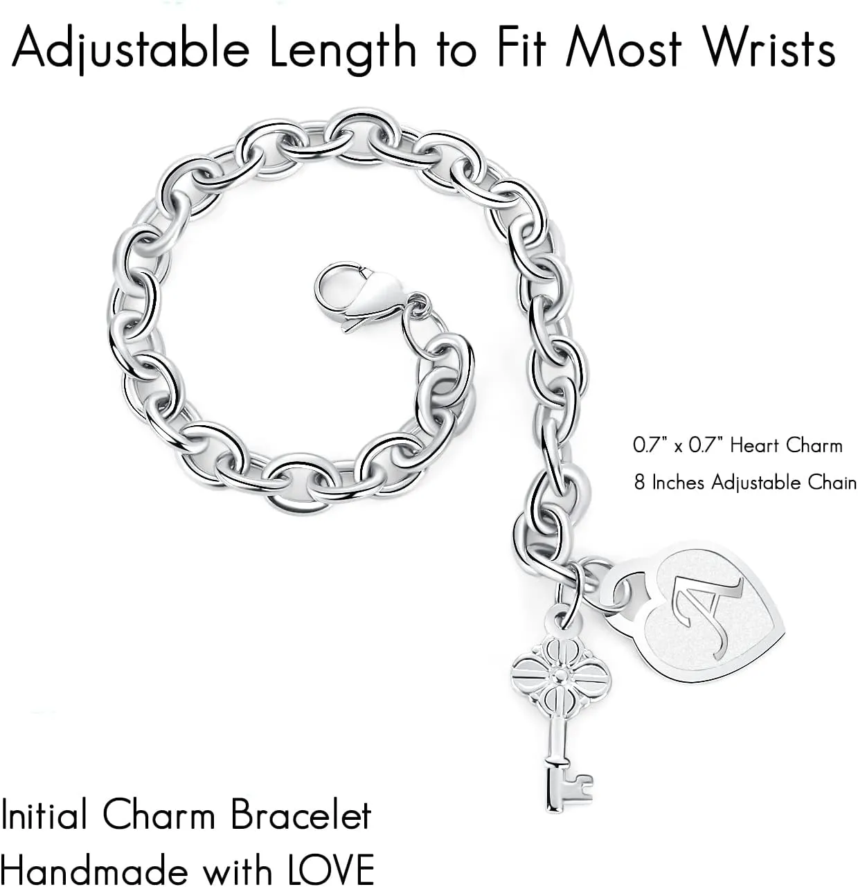 TONY & SANDY Initial Charm Bracelets for Girls Women Stainless Steel A-Z Bracelet Personalized Gifts Birthday Graduation Easter Stocking Stuffers for Teens Girls Jewelry (Various Design)