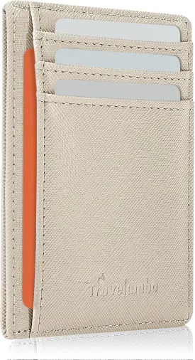 Travelambo Front Pocket Minimalist Leather Slim Wallet RFID Blocking Medium Size