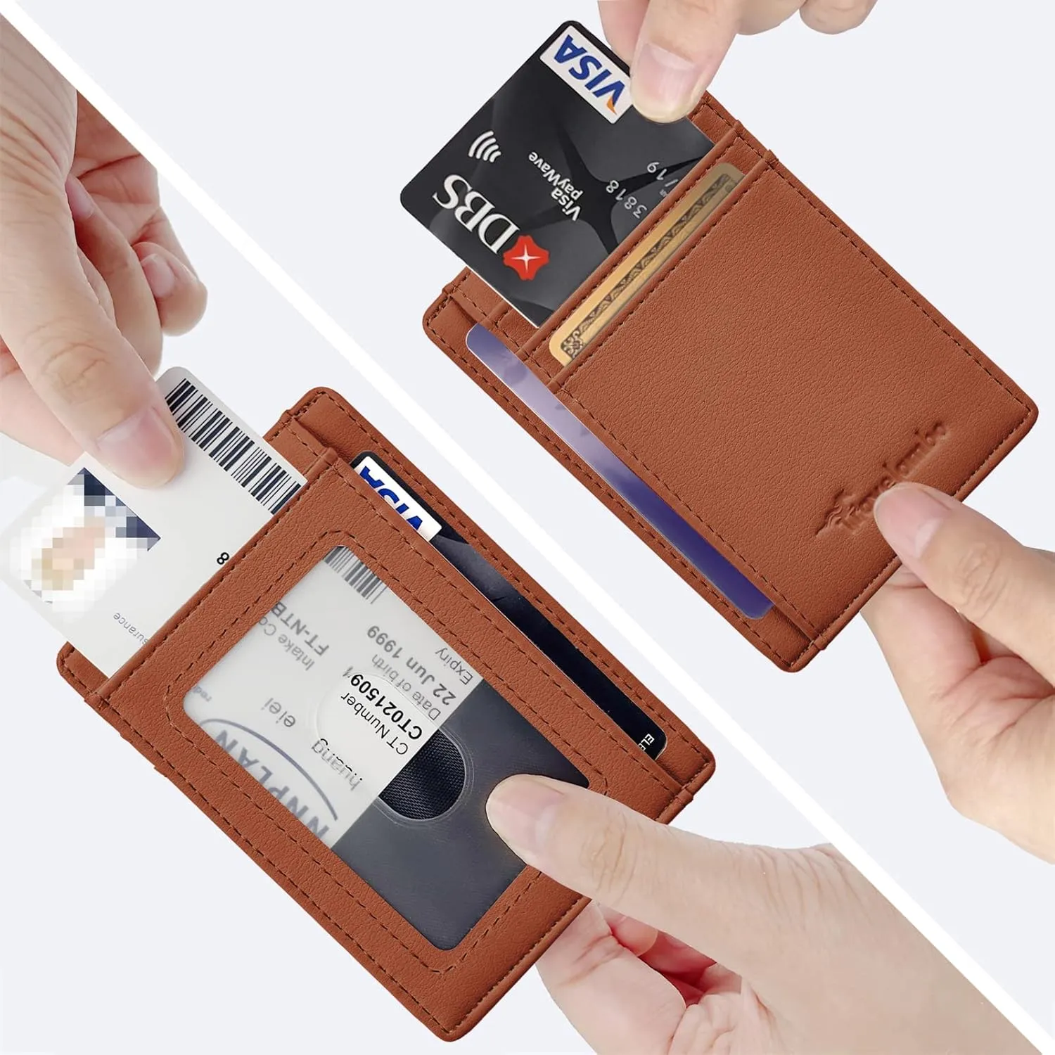 Travelambo Front Pocket Minimalist Leather Slim Wallet RFID Blocking Medium Size