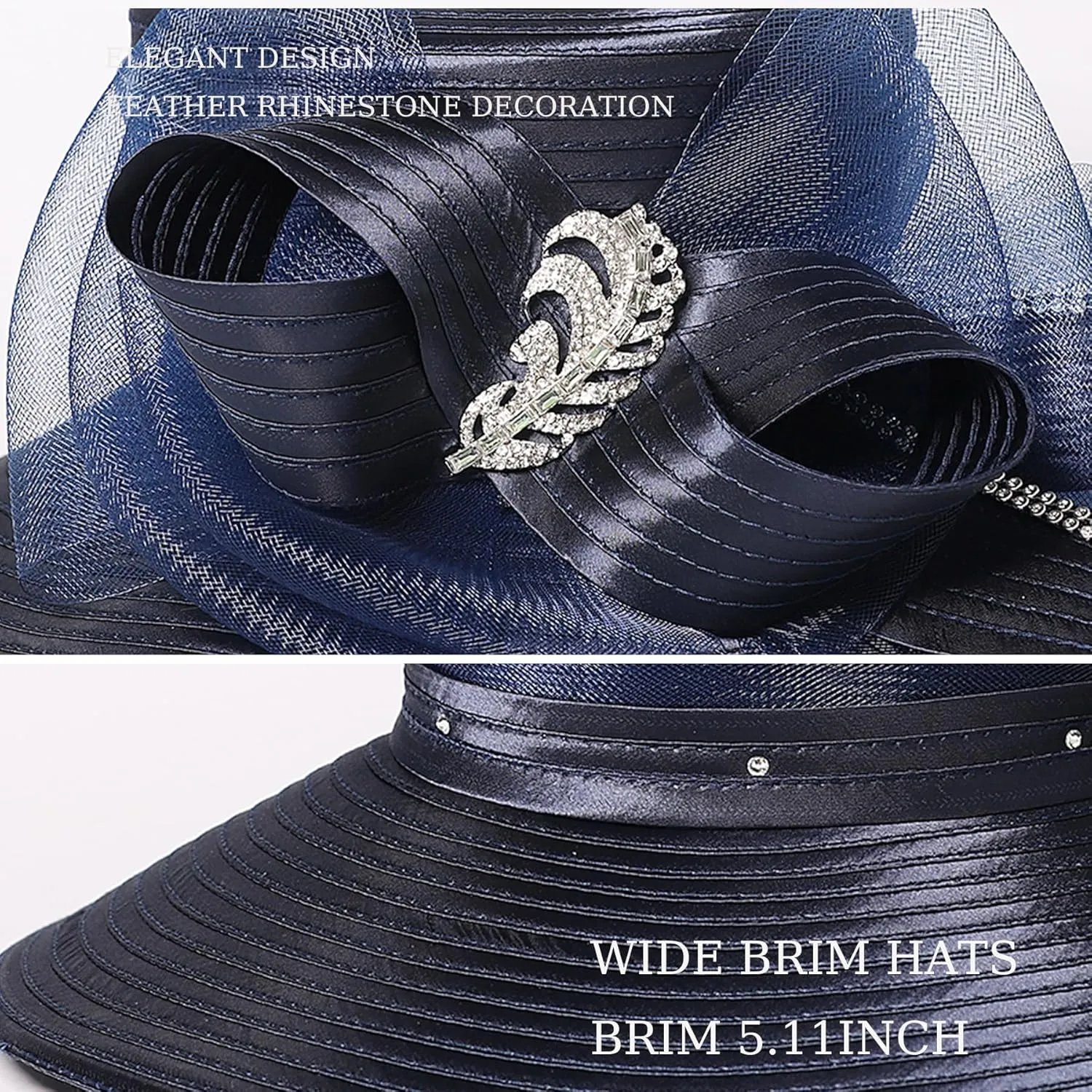 Women Derby Church Dress Fascinator Wide Brim Hats 1920s Vintage Tea Party Wedding Cloche Bowler Hats