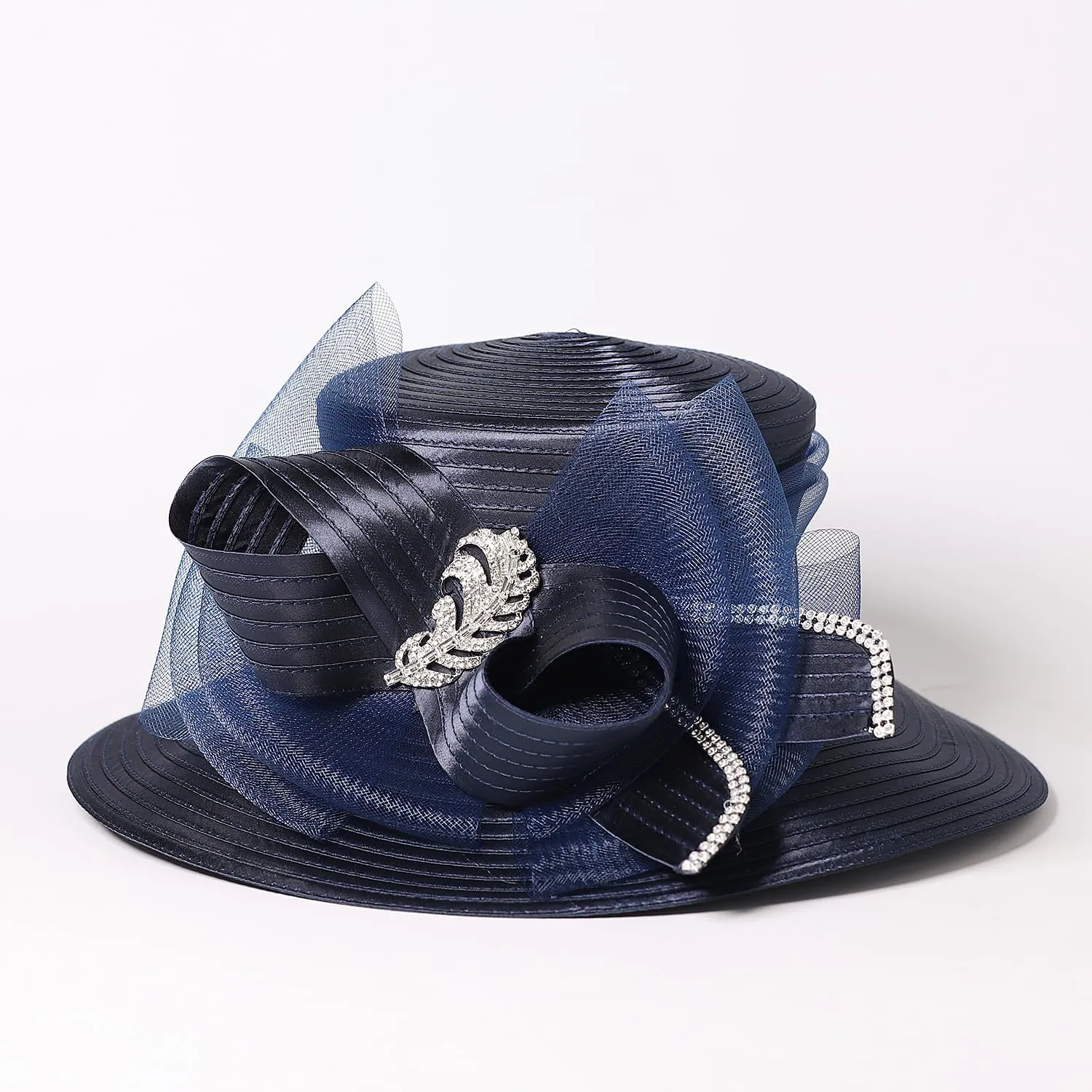 Women Derby Church Dress Fascinator Wide Brim Hats 1920s Vintage Tea Party Wedding Cloche Bowler Hats