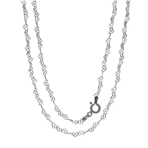 Women's 925 Silver Chain Necklace Unique 3mm Heart Links Chain Necklace