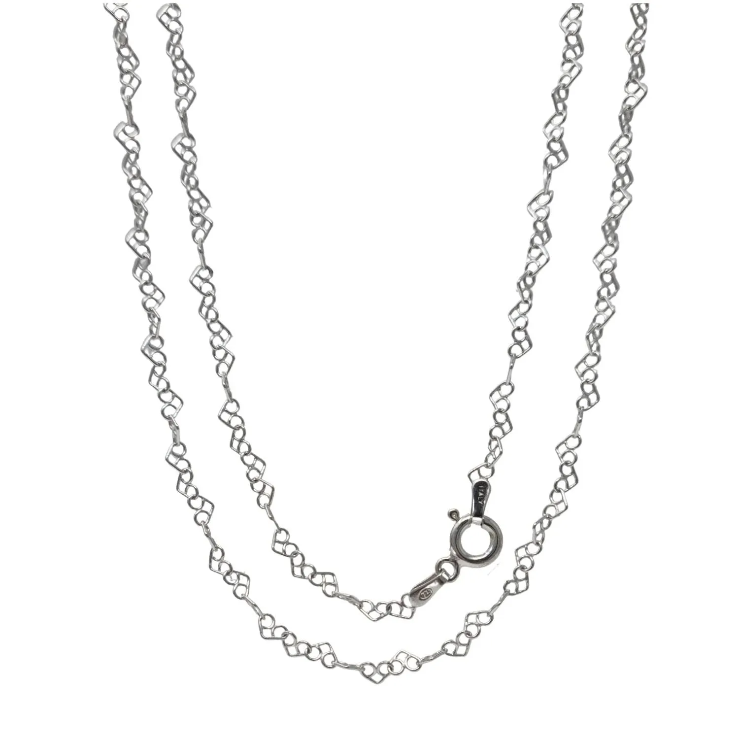 Women's 925 Silver Chain Necklace Unique 3mm Heart Links Chain Necklace