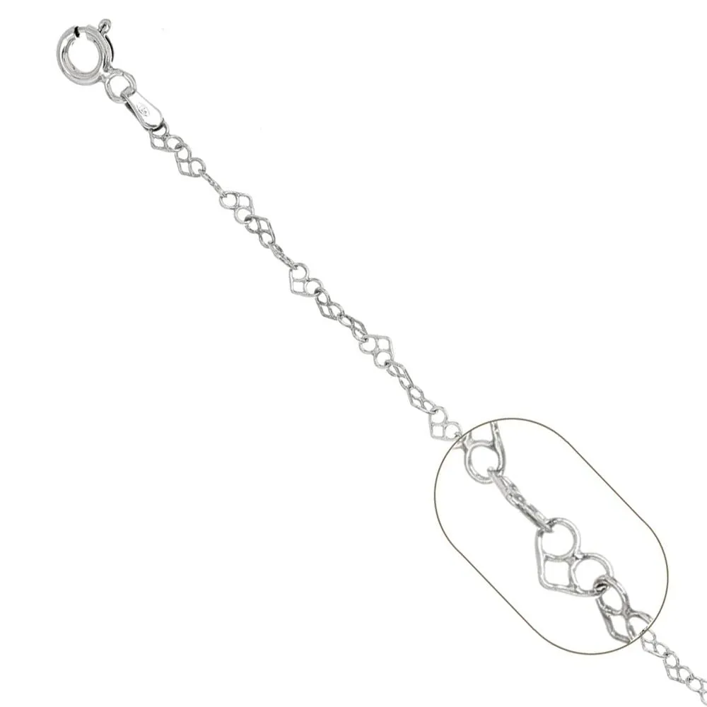 Women's 925 Silver Chain Necklace Unique 3mm Heart Links Chain Necklace