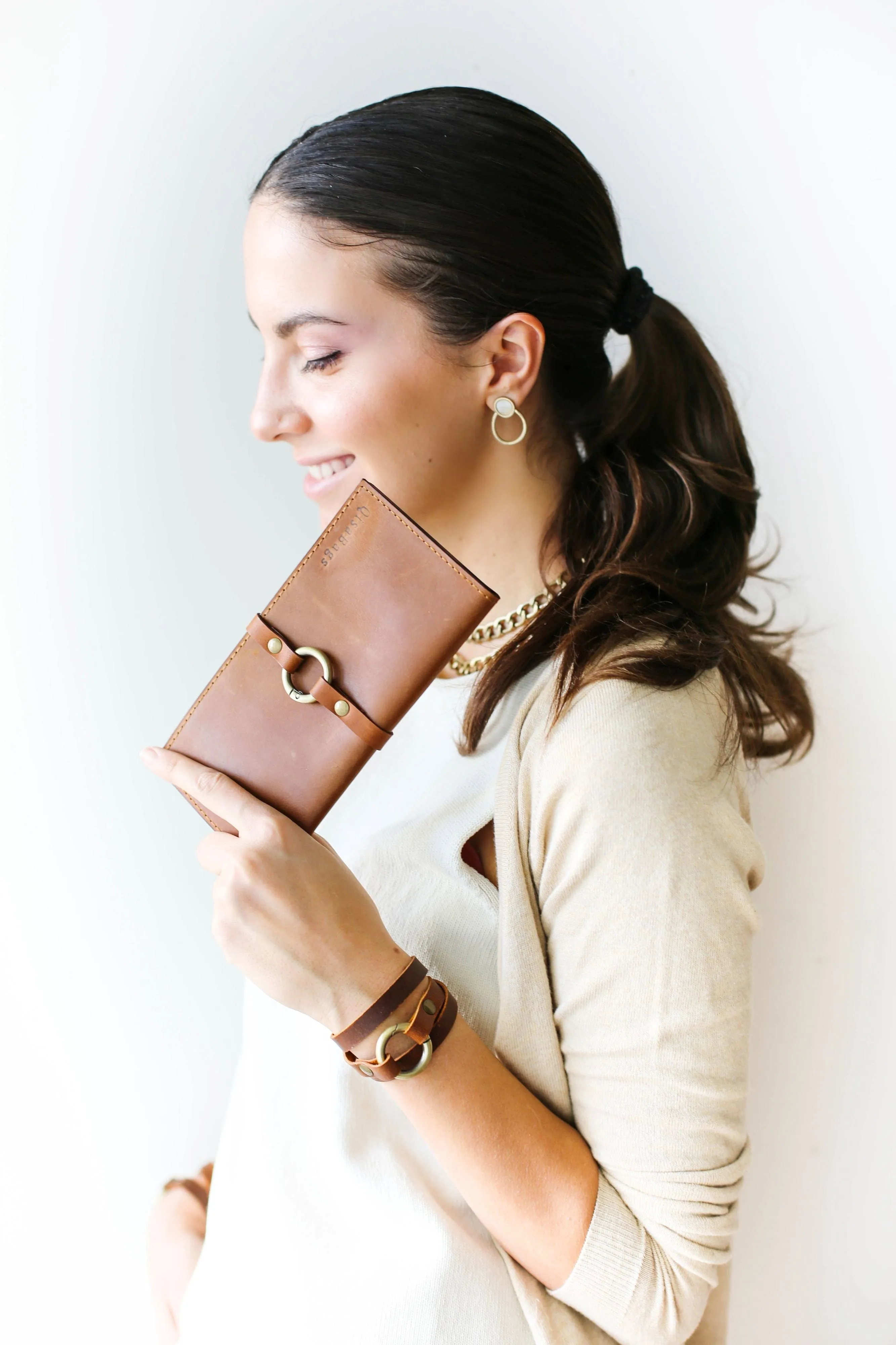 Women's Bifold Brown Leather Wallet - N02