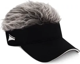 Women's Sun Visor Cap with Fake Hair, Adjustable Baseball Hat