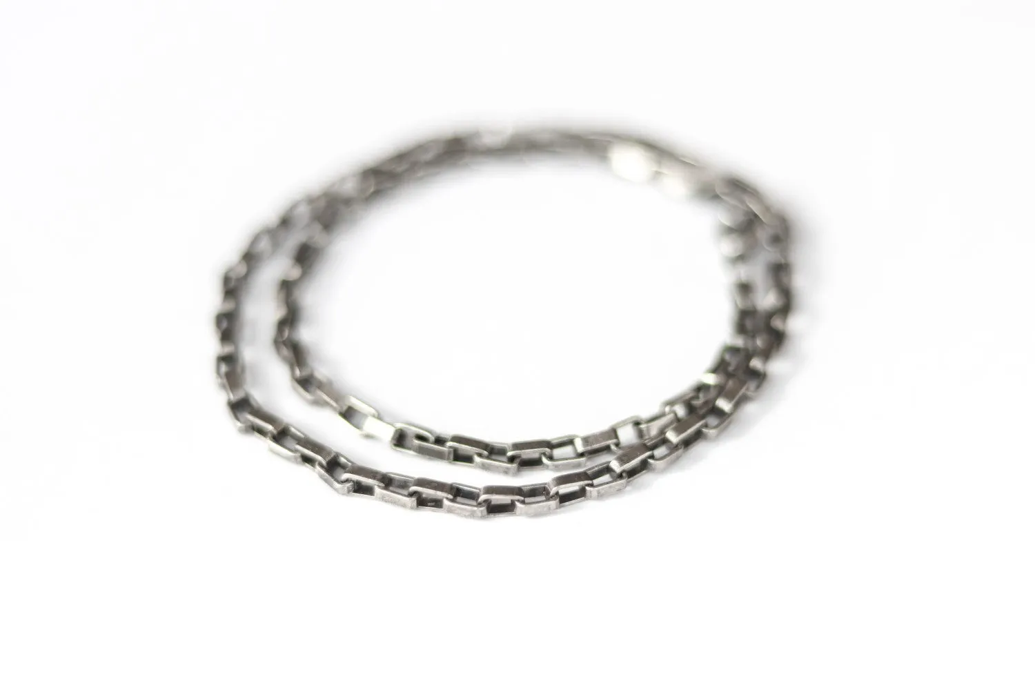 Wrapped chain bracelet for men, silver elongated cable chain, customize gift for him, mens jewelry, minimalist jewelry, fathers day gift box