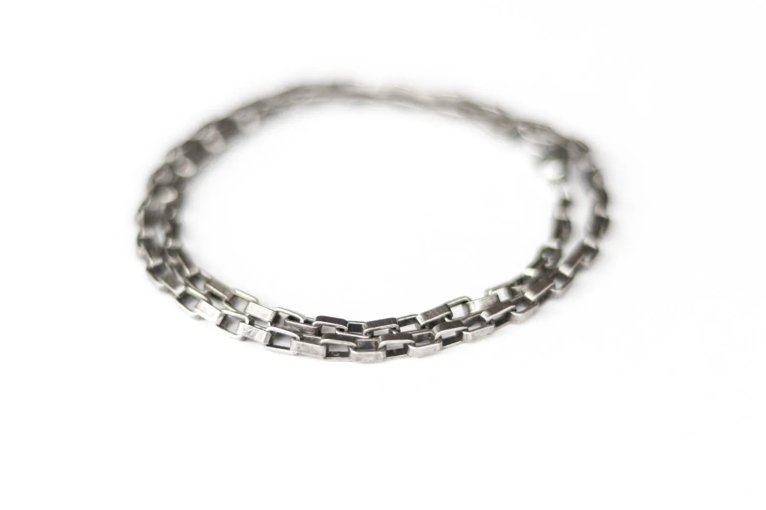 Wrapped chain bracelet for men, silver elongated cable chain, customize gift for him, mens jewelry, minimalist jewelry, fathers day gift box