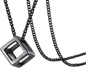 Xusamss Fashion Titanium Steel Hollow Cubic Pendant Necklace,22" Link chain