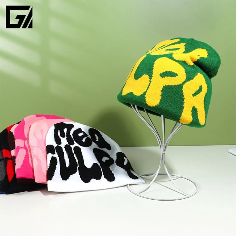 Y2k Spider Beanie Hat Beanie MEA Culpa Wireless Acrylic Knit Skull Cap Winter Warm Hats for Women Man Teenagers
